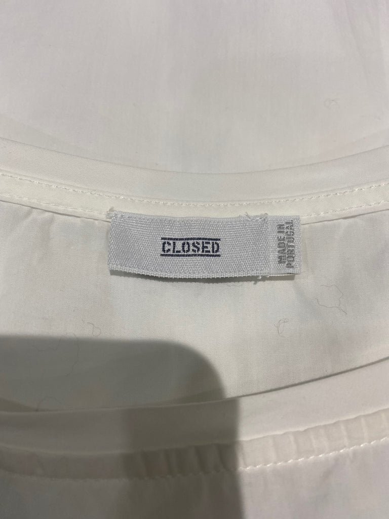 CLOSED Winter White SALMA 100% Cotton Round Neck 3/4 Sleeve Blouse Shirt Top XS