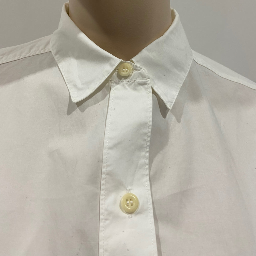 MIH JEANS White Cotton Collared 3/4 Sleeve Wide Fit Oversize Blouse Shirt Top XS