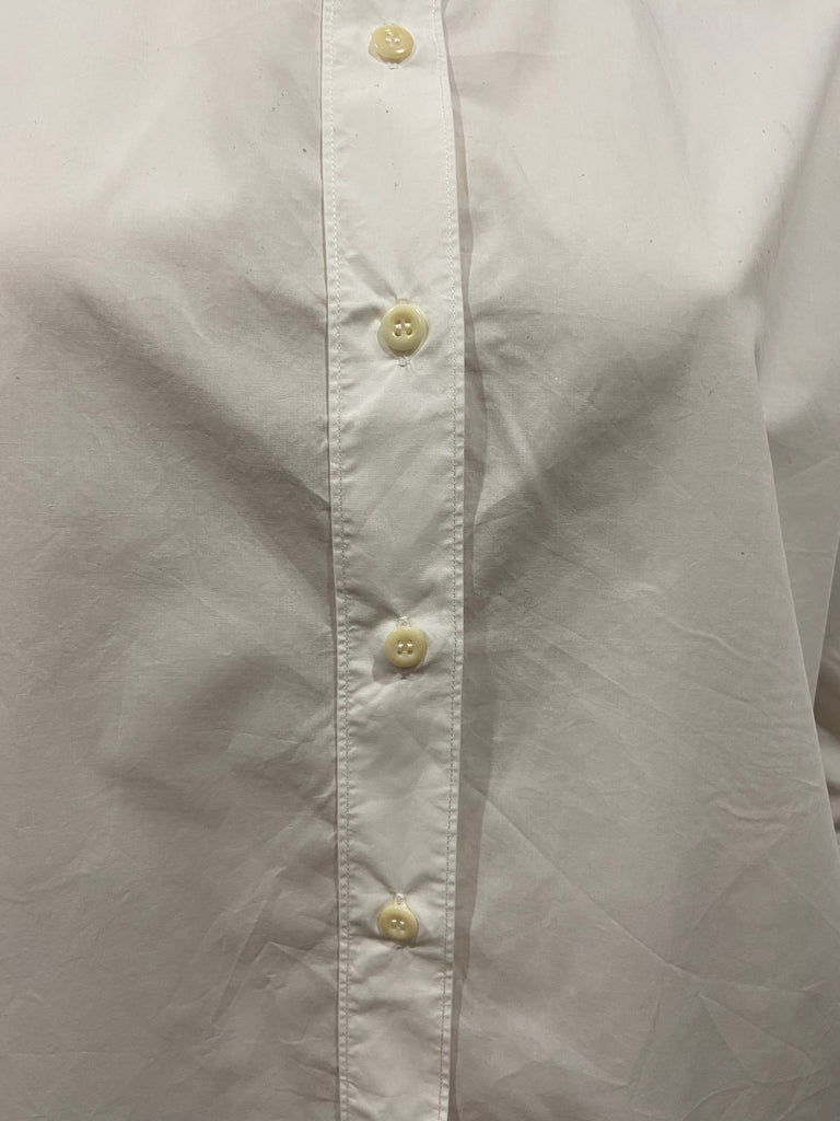 MIH JEANS White Cotton Collared 3/4 Sleeve Wide Fit Oversize Blouse Shirt Top XS
