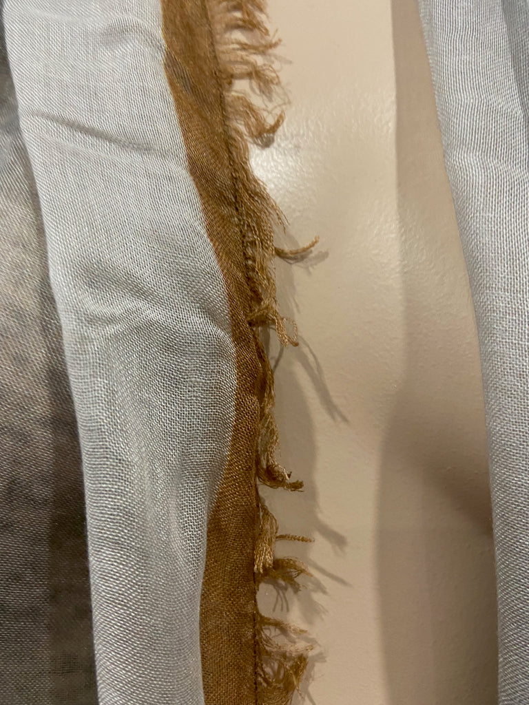 FRANCO FERRARI Cream & Multi Color Patterned Frayed Trim Long Length Scarf Stole