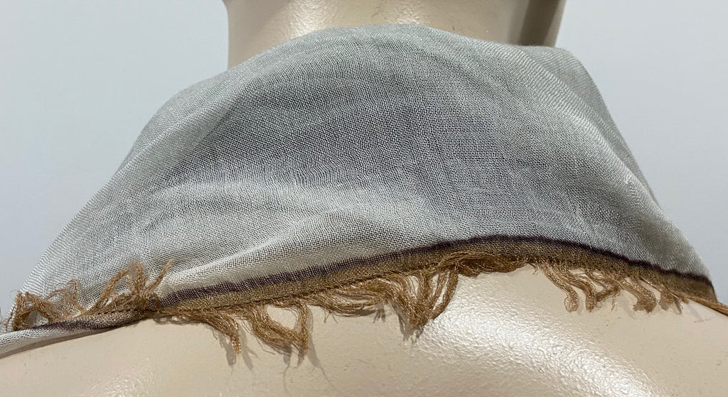 FRANCO FERRARI Cream & Multi Color Patterned Frayed Trim Long Length Scarf Stole