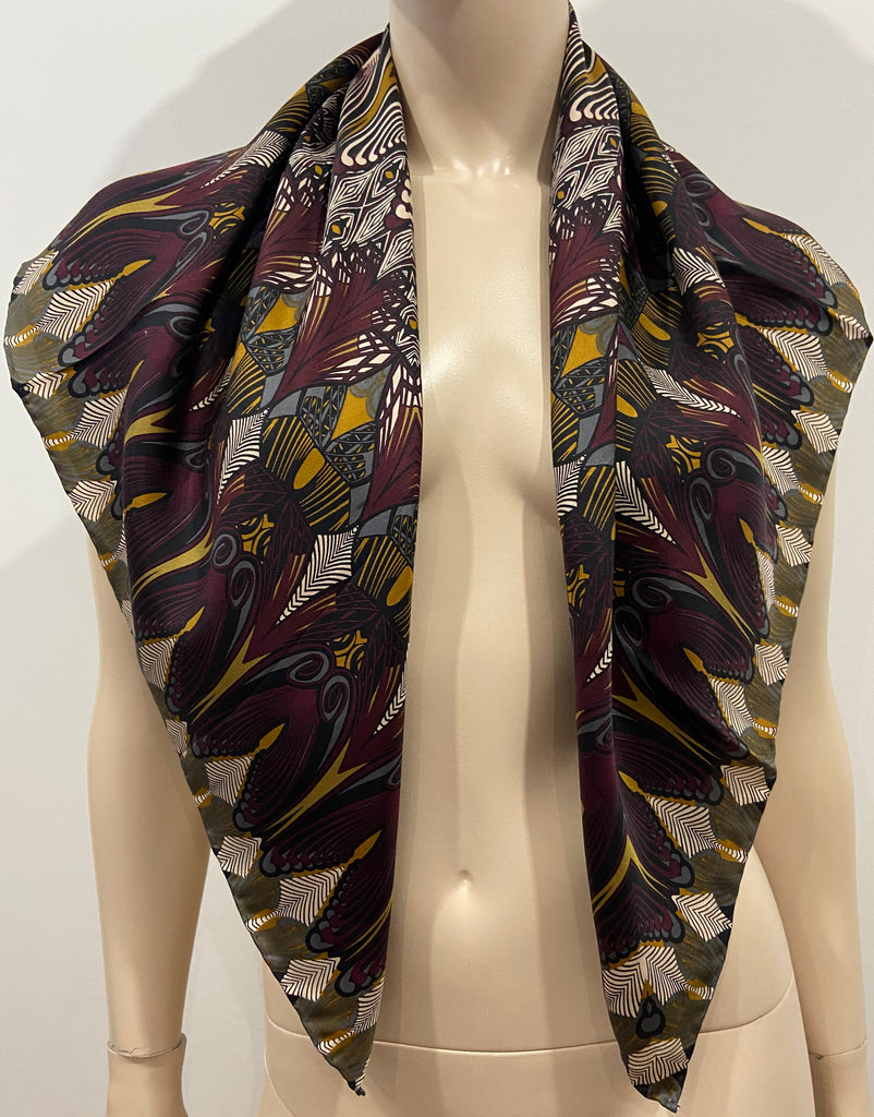 UTERQUE Multi Colour Abstract Print Square Neckerchief Scarf M