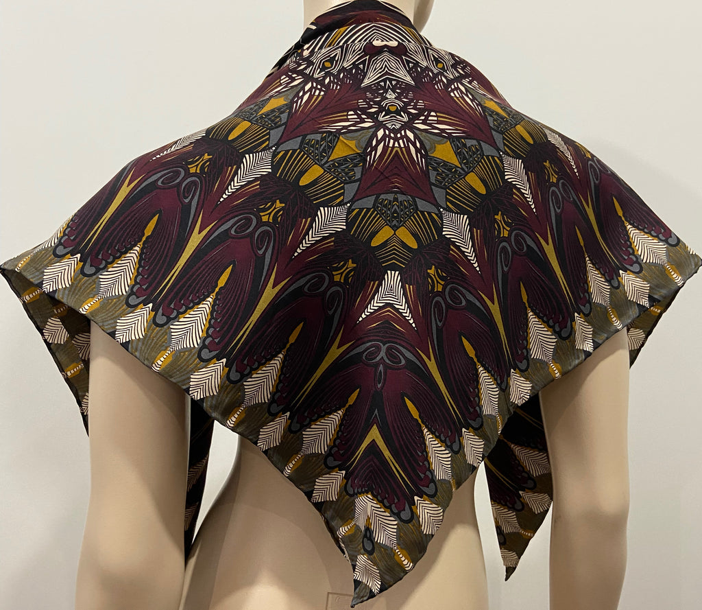 UTERQUE Multi Colour Abstract Print Square Neckerchief Scarf M