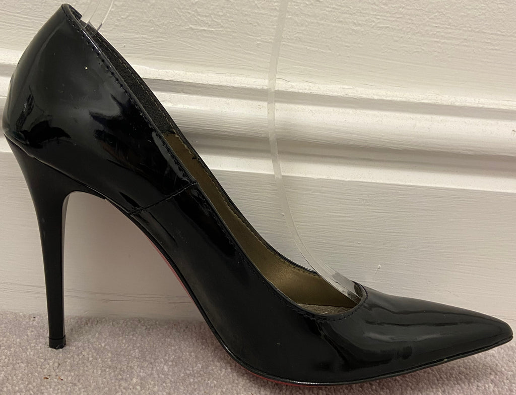 DANIEL Black Leather Patent Pointed Toe High Stiletto Pumps Court Shoes NEW! UK5