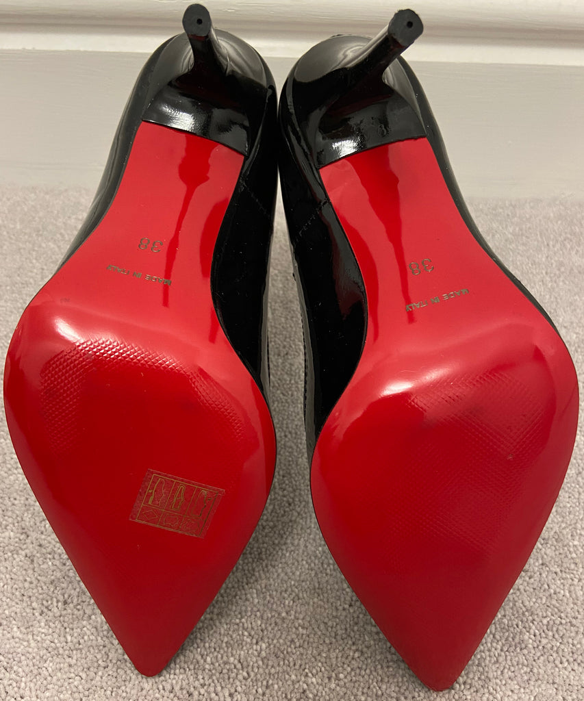 DANIEL Black Leather Patent Pointed Toe High Stiletto Pumps Court Shoes NEW! UK5