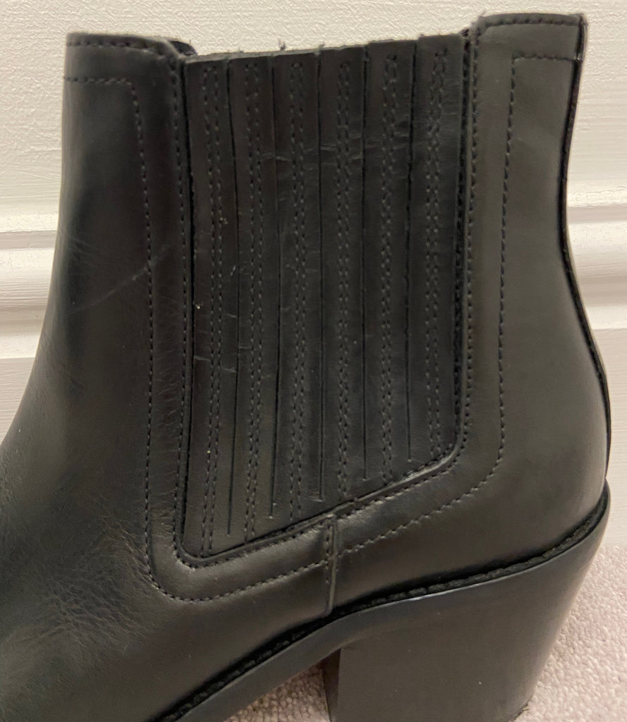 KURT GEIGER LONDON Black Leather Pointed Toe Block Heel Chelsea Ankle Boots UK 5