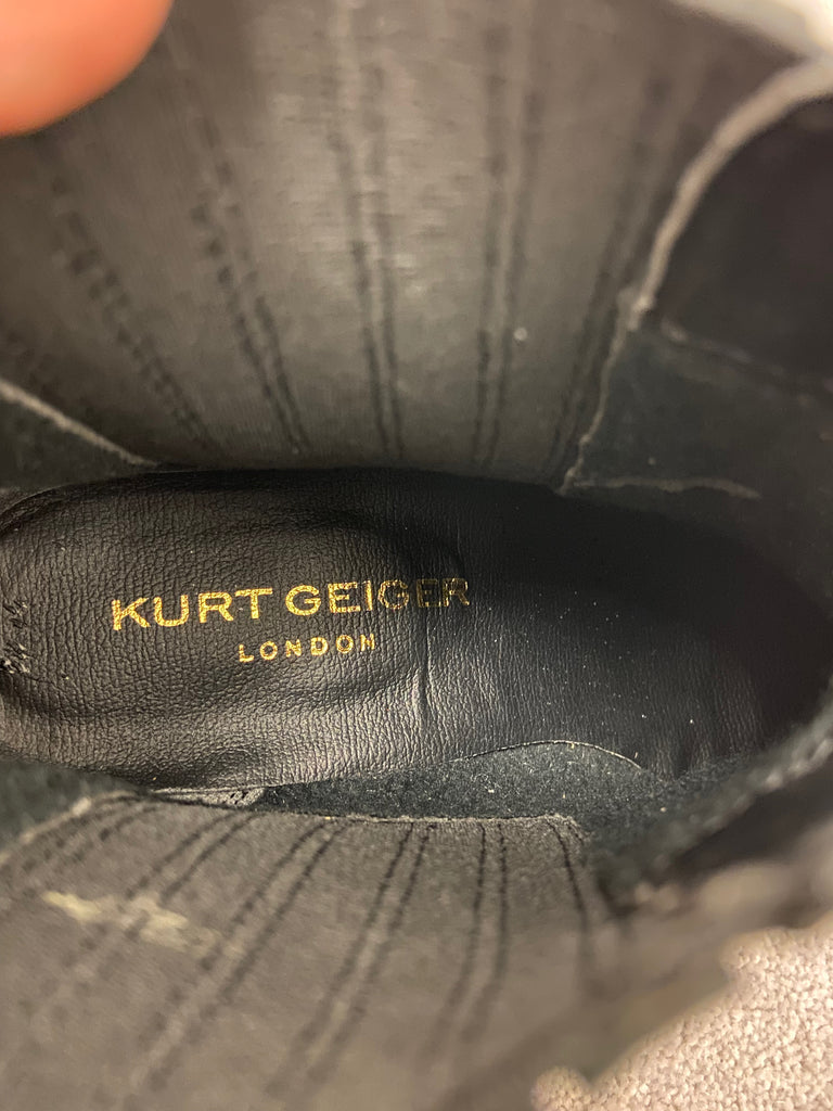 KURT GEIGER LONDON Black Leather Pointed Toe Block Heel Chelsea Ankle Boots UK 5