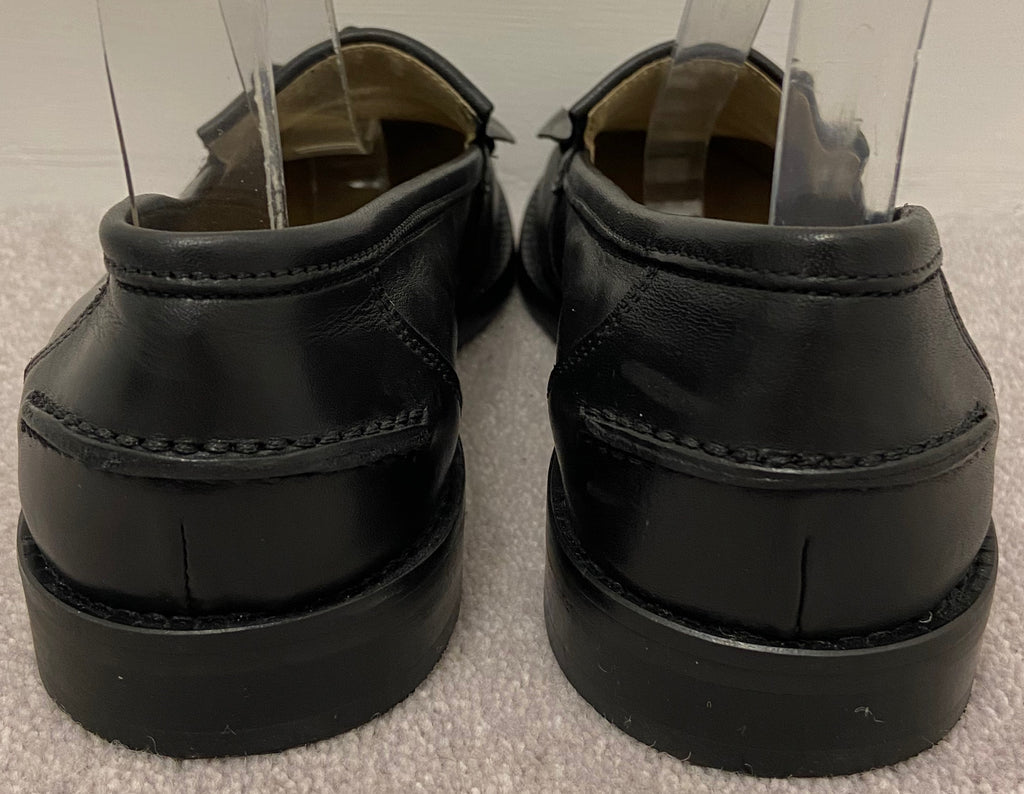 RUSSELL & BROMLEY Black Leather Tassel Front Detail Slip On Loafer Shoes EU37 UK4