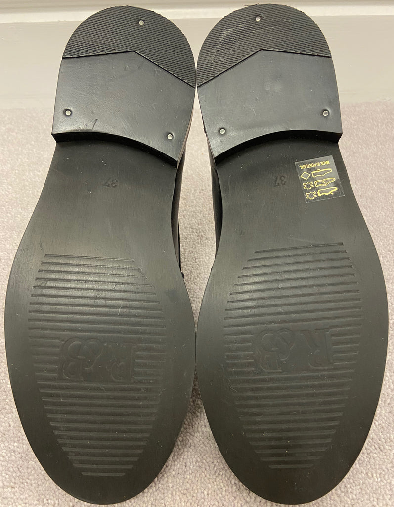 RUSSELL & BROMLEY Black Leather Tassel Front Detail Slip On Loafer Shoes EU37 UK4