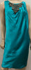 ALBERTA FERRETTI Blue Sheen Silk Round Beaded Neckline Sleeveless Dress UK12