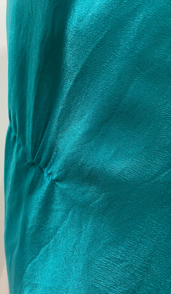 ALBERTA FERRETTI Blue Sheen Silk Round Beaded Neckline Sleeveless Dress UK12