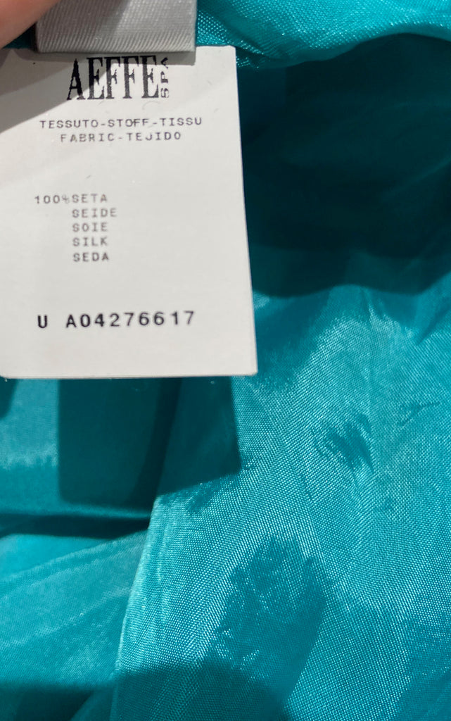 ALBERTA FERRETTI Blue Sheen Silk Round Beaded Neckline Sleeveless Dress UK12