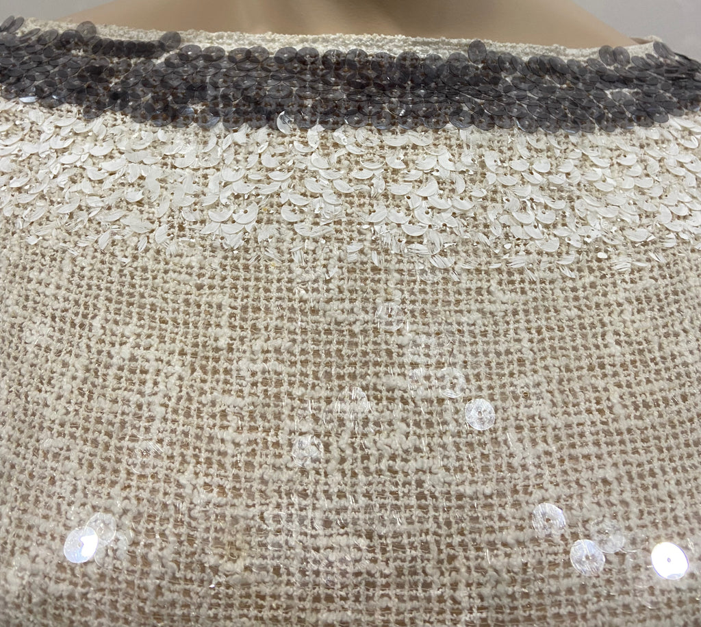 AVIU Cream Cotton Blend Sequin Detail Loose Knit Oversize Jumper Sweater Top 40