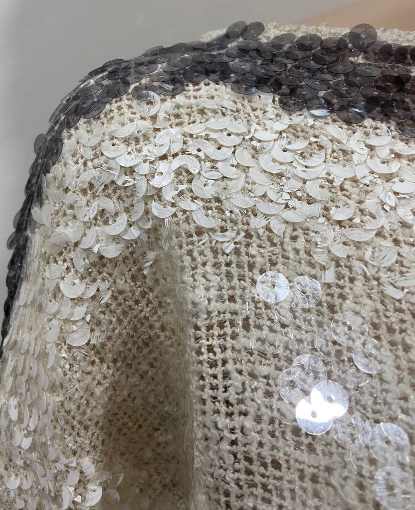 AVIU Cream Cotton Blend Sequin Detail Loose Knit Oversize Jumper Sweater Top 40