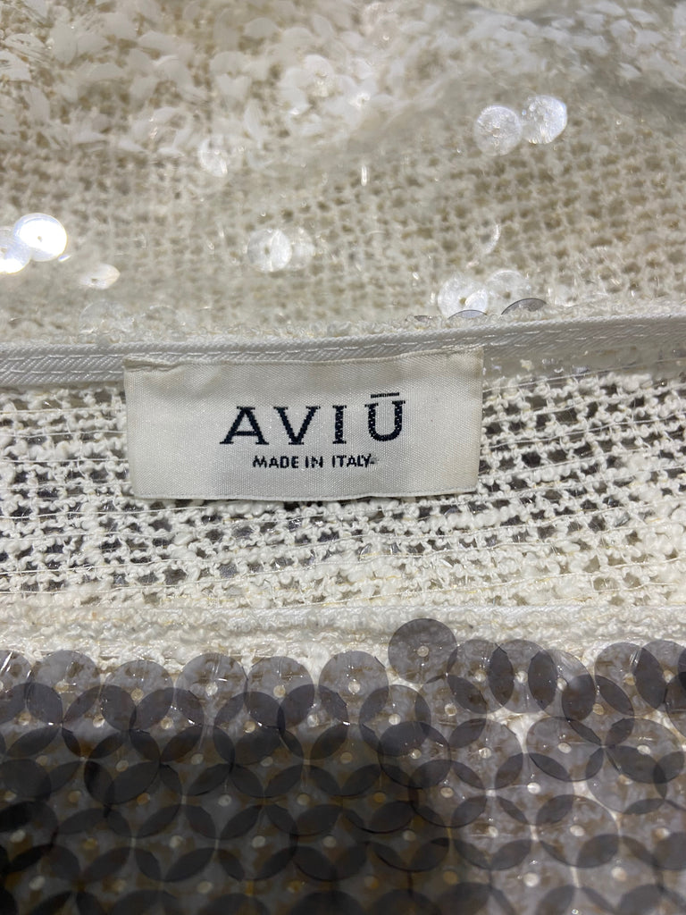 AVIU Cream Cotton Blend Sequin Detail Loose Knit Oversize Jumper Sweater Top 40