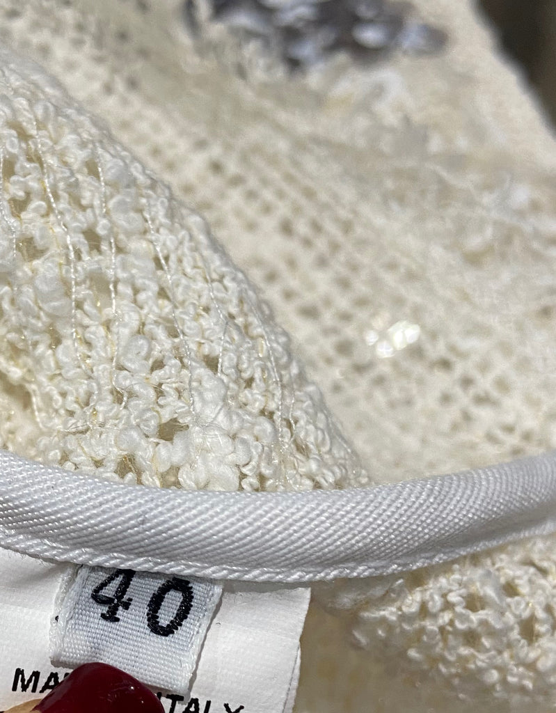 AVIU Cream Cotton Blend Sequin Detail Loose Knit Oversize Jumper Sweater Top 40