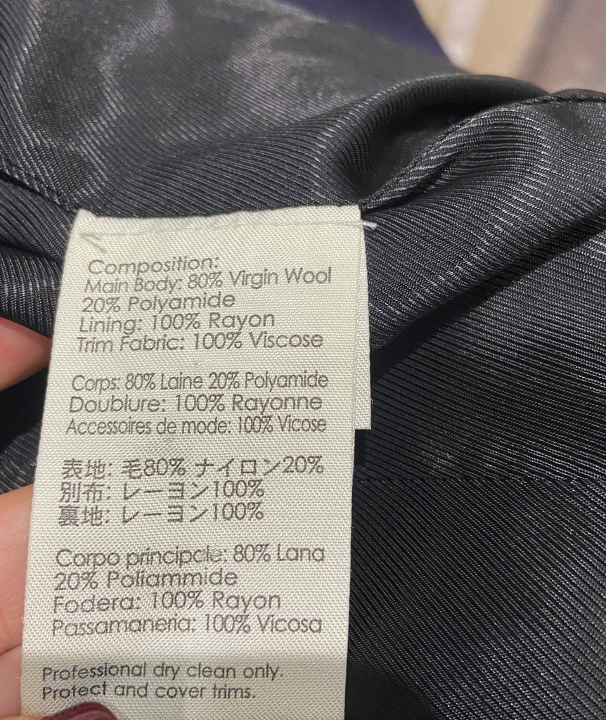 3.1 PHILLIP LIM Navy Blue Textured Virgin Wool & Black Sheen Blazer Jacket UK12