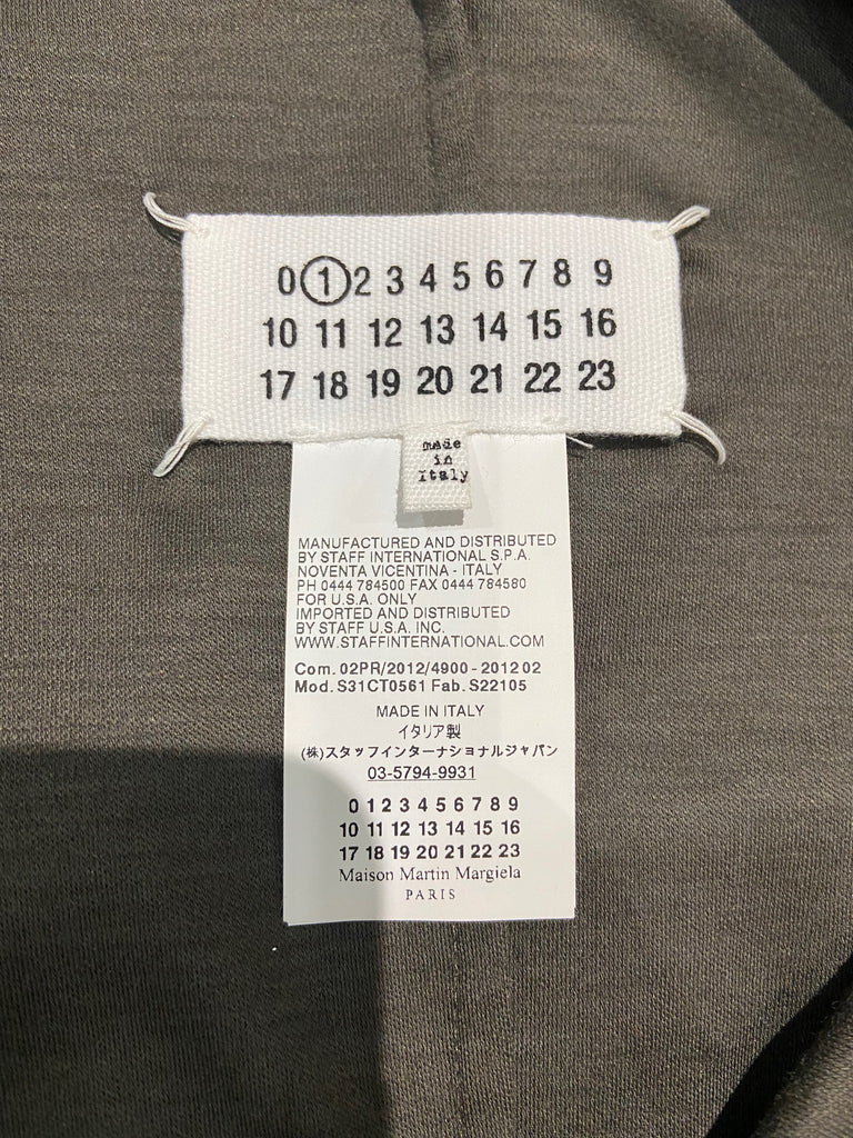 MAISON MARTIN MARGIELA Khaki Wool Blend Overlay Neck Long Sleeve Dress 40 UK8
