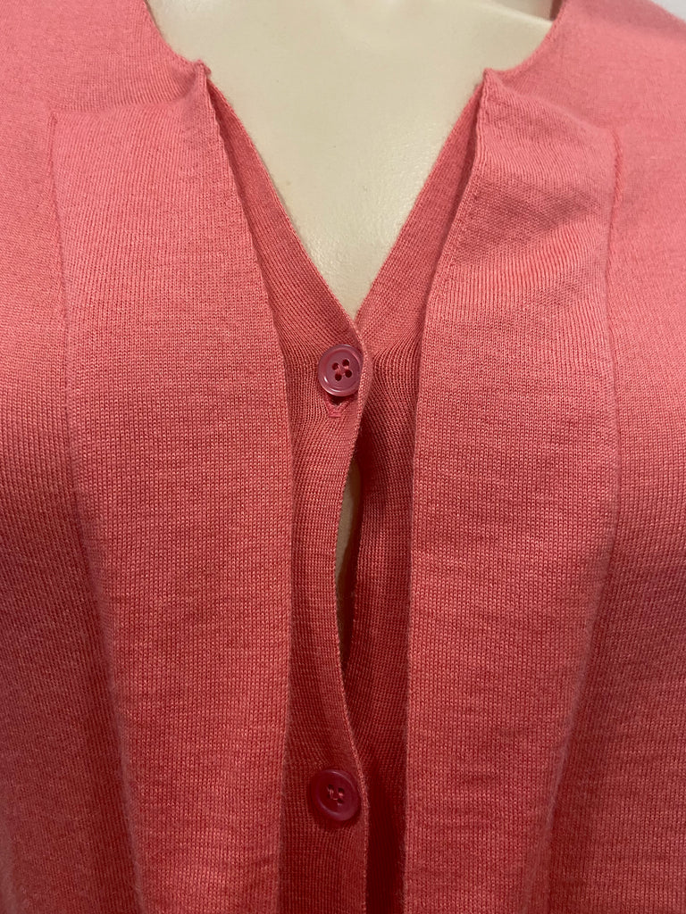 MARNI Coral Pink 100% Cashmere Fine Knitwear Short Sleeve Cardigan Top 40 UK8