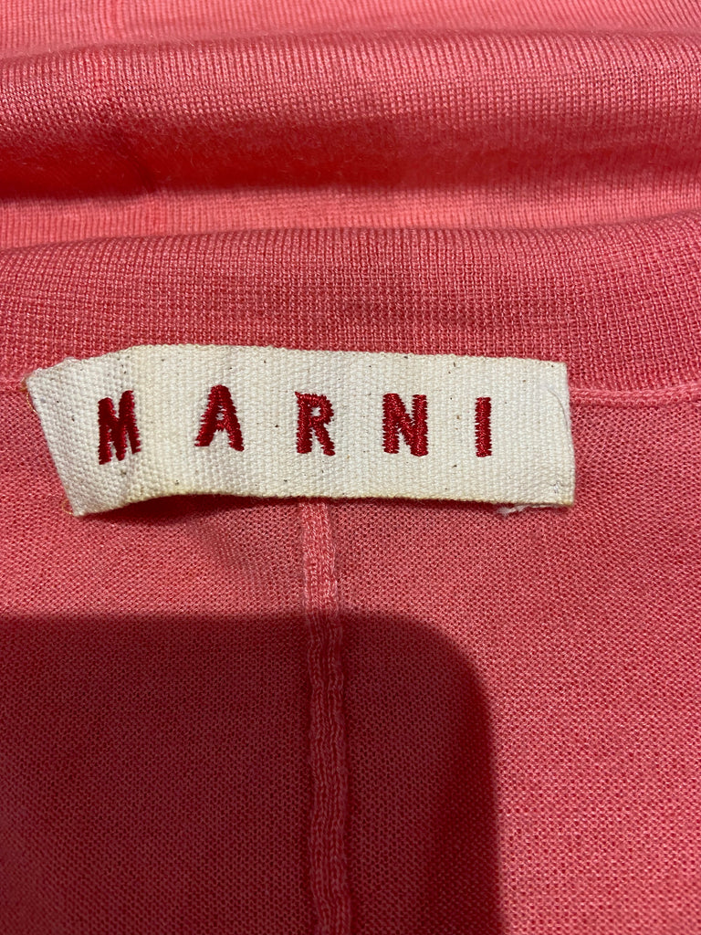 MARNI Coral Pink 100% Cashmere Fine Knitwear Short Sleeve Cardigan Top 40 UK8
