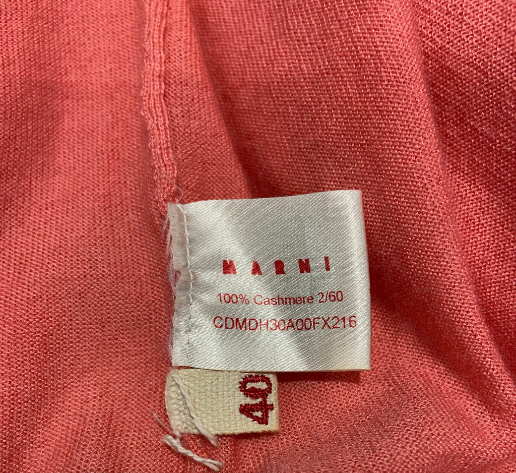 MARNI Coral Pink 100% Cashmere Fine Knitwear Short Sleeve Cardigan Top 40 UK8