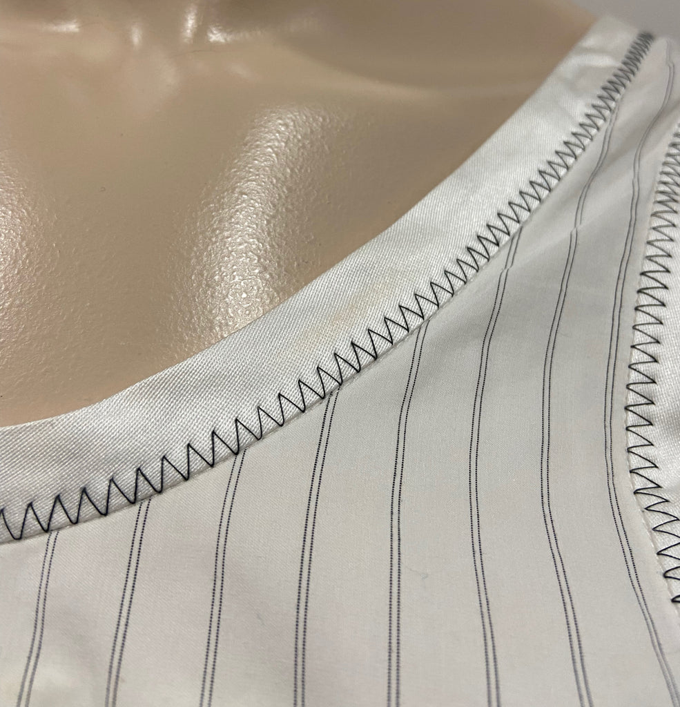 3.1 PHILLIP LIM White & Black Pinstripe Sleeveless Knitted Detail Blouse Top 4 U