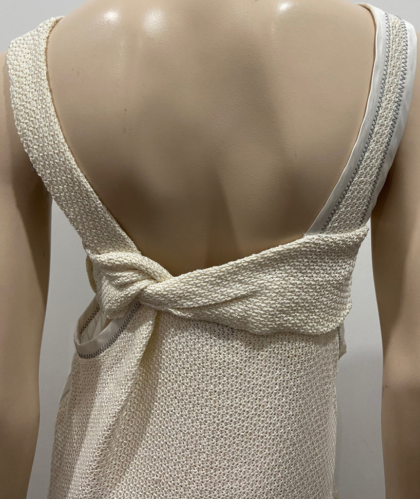 3.1 PHILLIP LIM White & Black Pinstripe Sleeveless Knitted Detail Blouse Top 4 U