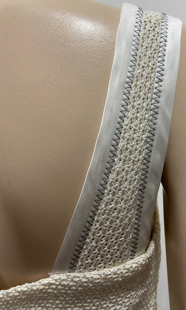 3.1 PHILLIP LIM White & Black Pinstripe Sleeveless Knitted Detail Blouse Top 4 U