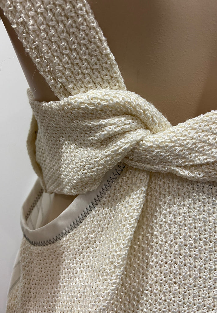 3.1 PHILLIP LIM White & Black Pinstripe Sleeveless Knitted Detail Blouse Top 4 U