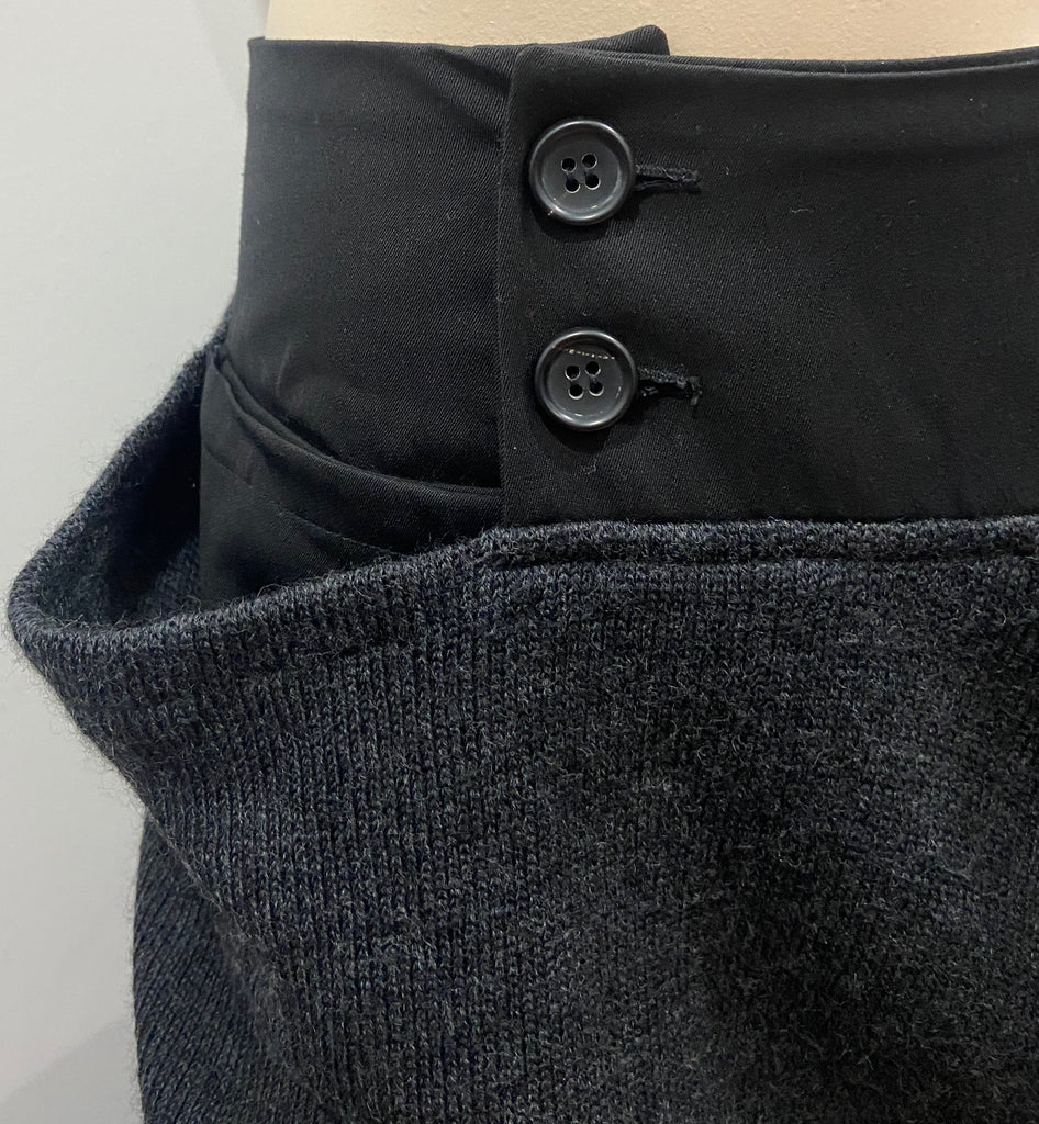 YOHJI YAMAMOTO Black & Grey Wool Blend Knitwear Long Length Maxi Pencil Skirt M