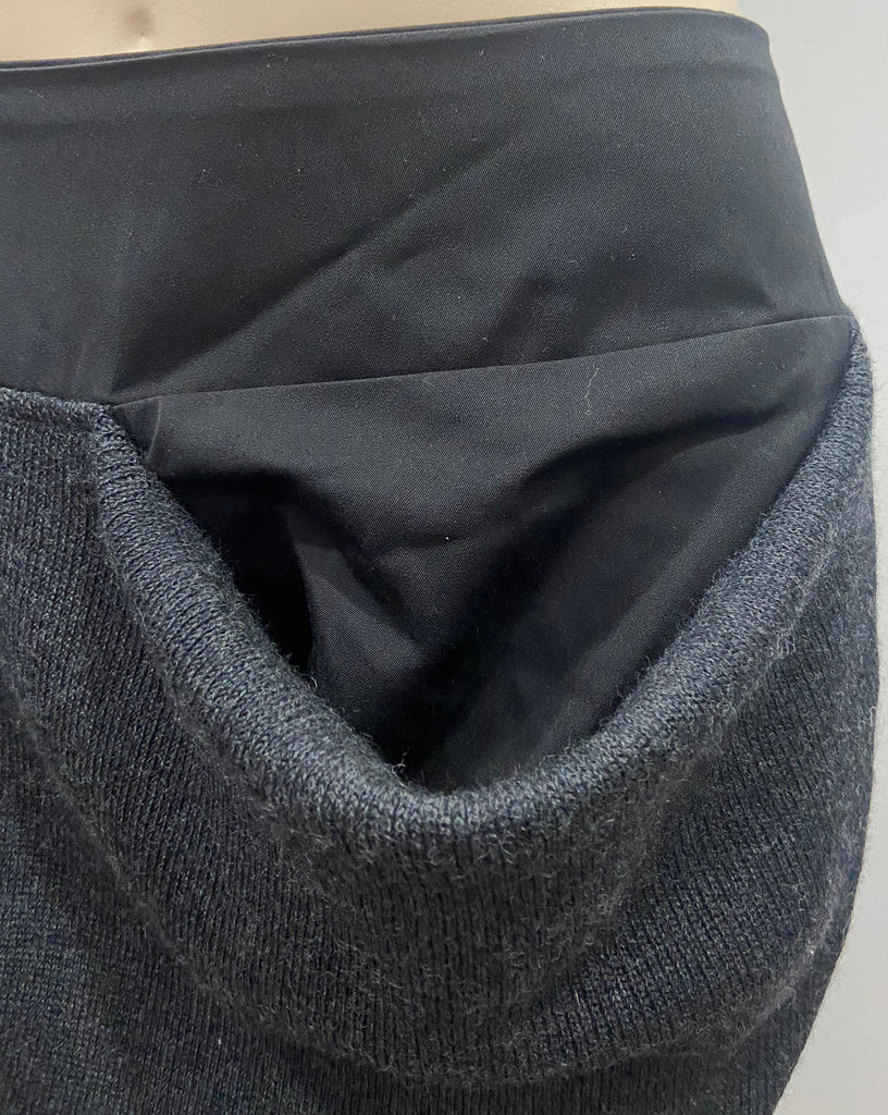 YOHJI YAMAMOTO Black & Grey Wool Blend Knitwear Long Length Maxi Pencil Skirt M