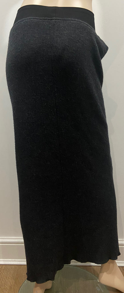YOHJI YAMAMOTO Black & Grey Wool Blend Knitwear Long Length Maxi Pencil Skirt M