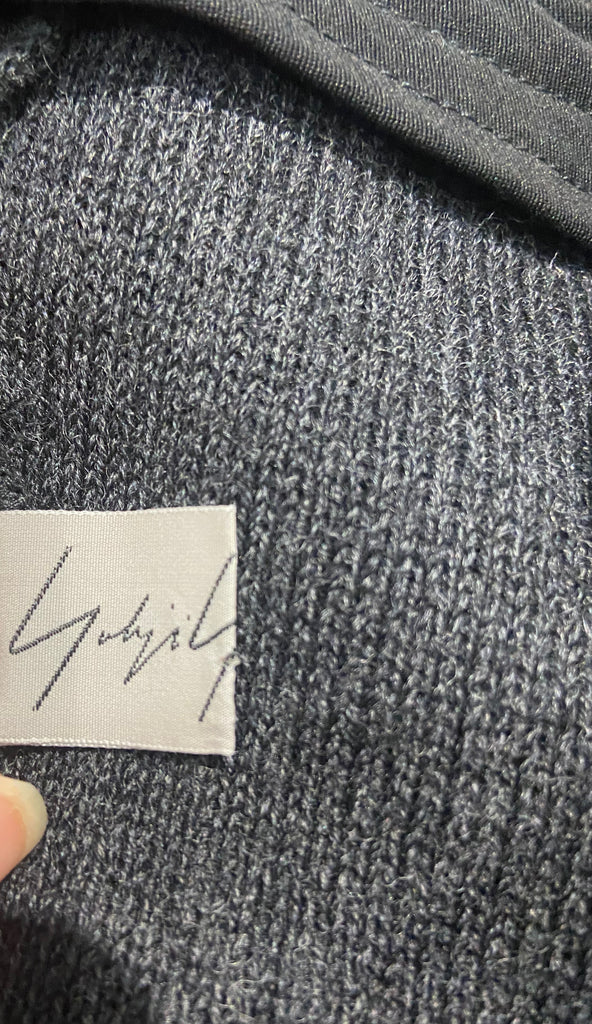 YOHJI YAMAMOTO Black & Grey Wool Blend Knitwear Long Length Maxi Pencil Skirt M