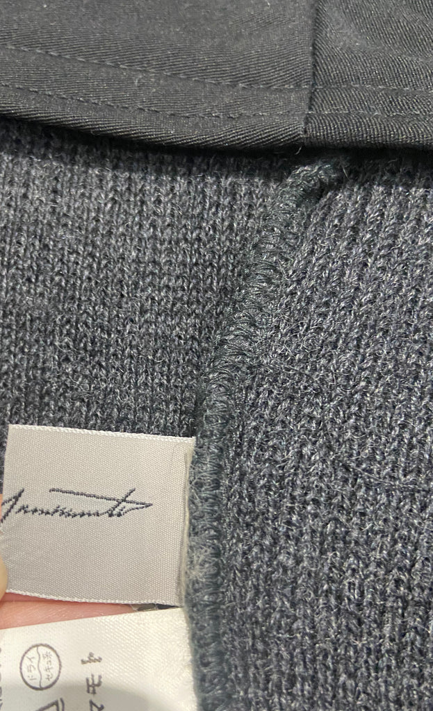 YOHJI YAMAMOTO Black & Grey Wool Blend Knitwear Long Length Maxi Pencil Skirt M