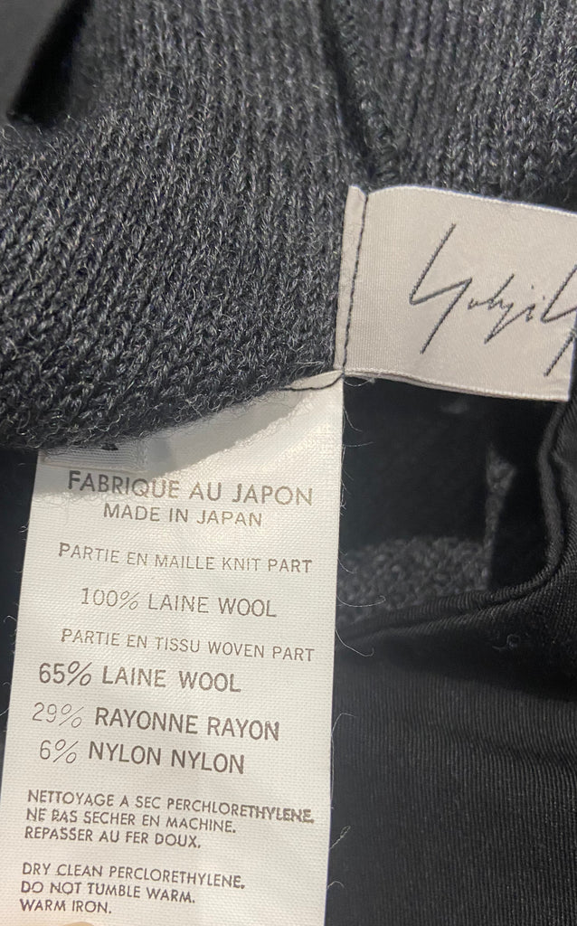 YOHJI YAMAMOTO Black & Grey Wool Blend Knitwear Long Length Maxi Pencil Skirt M