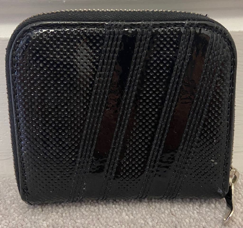 HOGAN Black Leather Patent Perforated Detail Coin Pocket Card Slot Purse Wallet