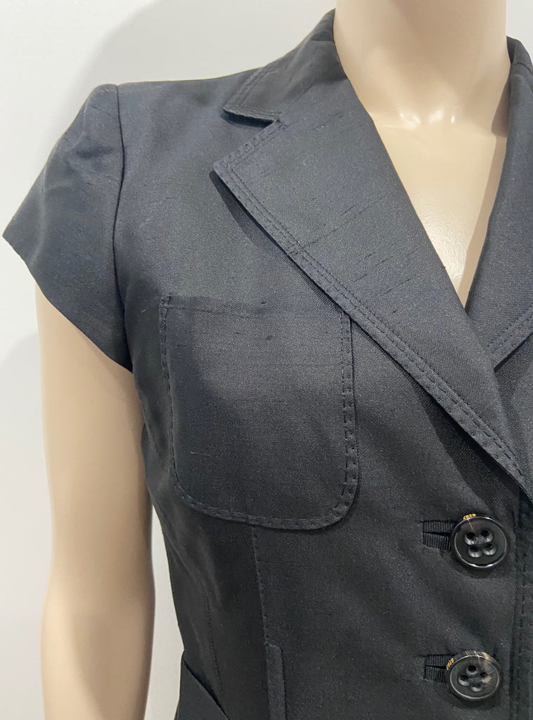 6267 Women's Silk & Cotton Blend Collared Short Sleeve Lined Blazer Jacket UK12