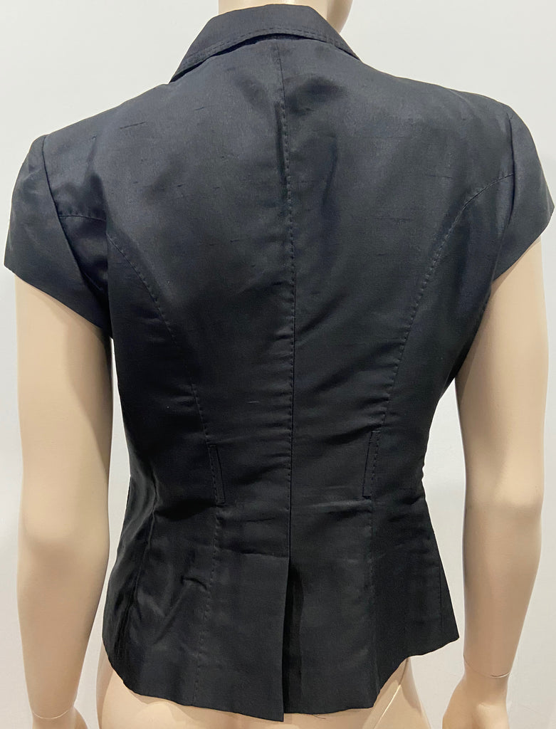 6267 Women's Silk & Cotton Blend Collared Short Sleeve Lined Blazer Jacket UK12