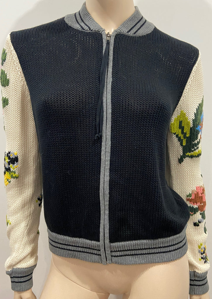 TWIN SET SIMONA BARBIERI Multi Colour Cotton Floral Long Sleeve Knit Cardigan M