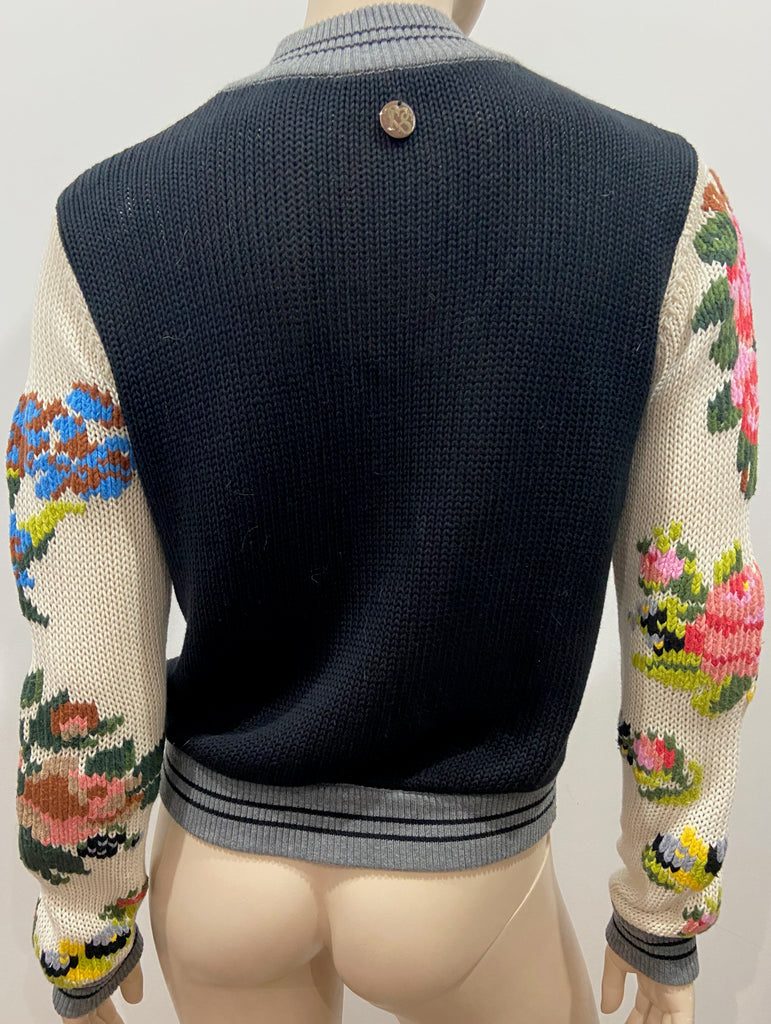TWIN SET SIMONA BARBIERI Multi Colour Cotton Floral Long Sleeve Knit Cardigan M