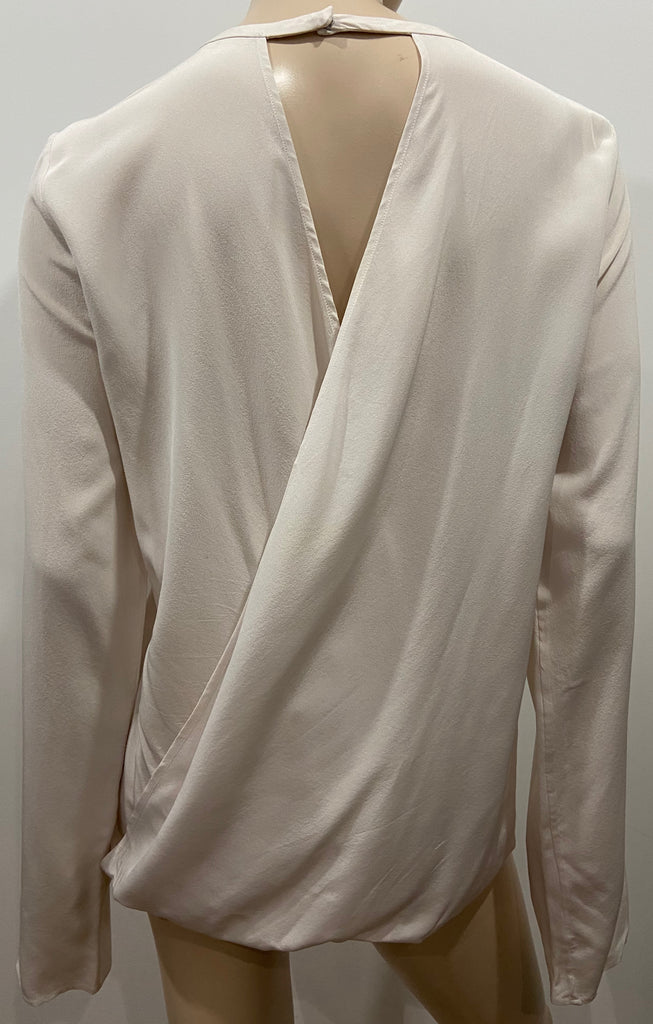 MAISON MARTIN MARGIELA Cream 100% Silk Crossover Rear Blouse Shirt Top 42 UK10