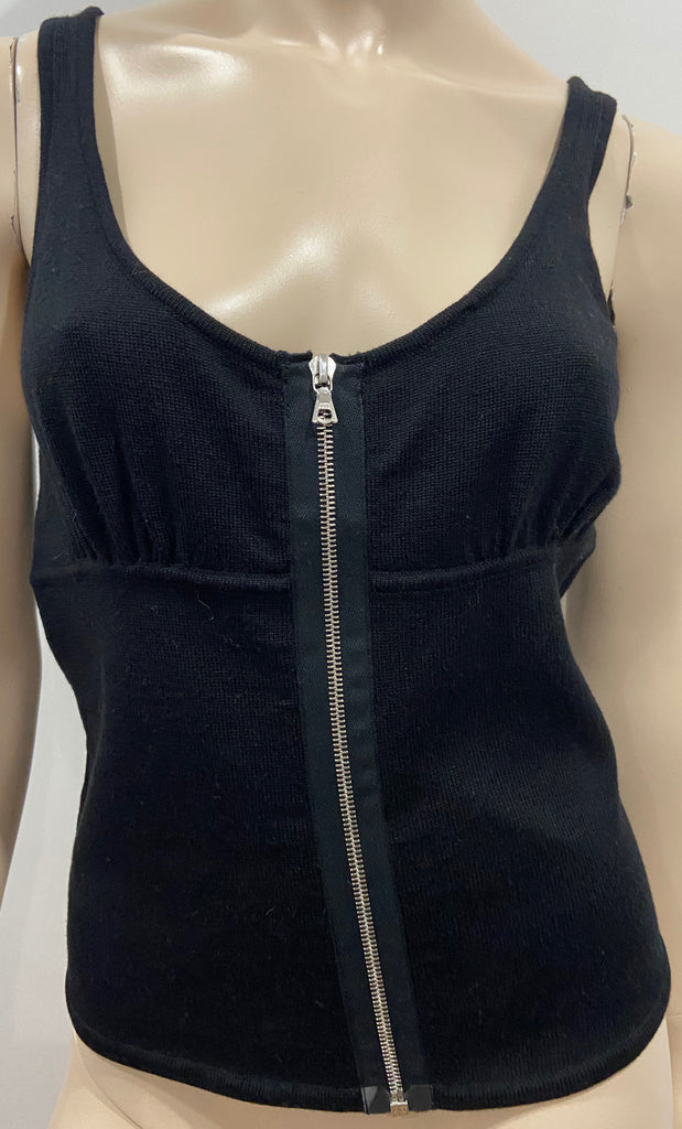 ALEXANDER WANG TRICOT Black 100% Wool Knit Round Neck Sleeveless Tank Vest M