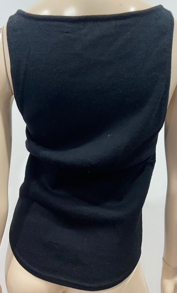 ALEXANDER WANG TRICOT Black 100% Wool Knit Round Neck Sleeveless Tank Vest M