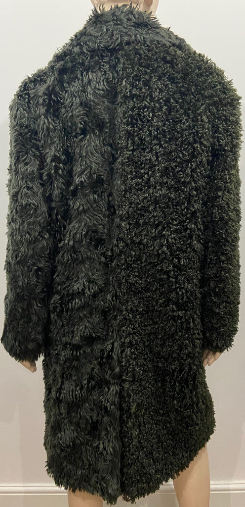 3.1 PHILLIP LIM Green Mohair Faux Shearling Double Breasted Long Sleeve Coat