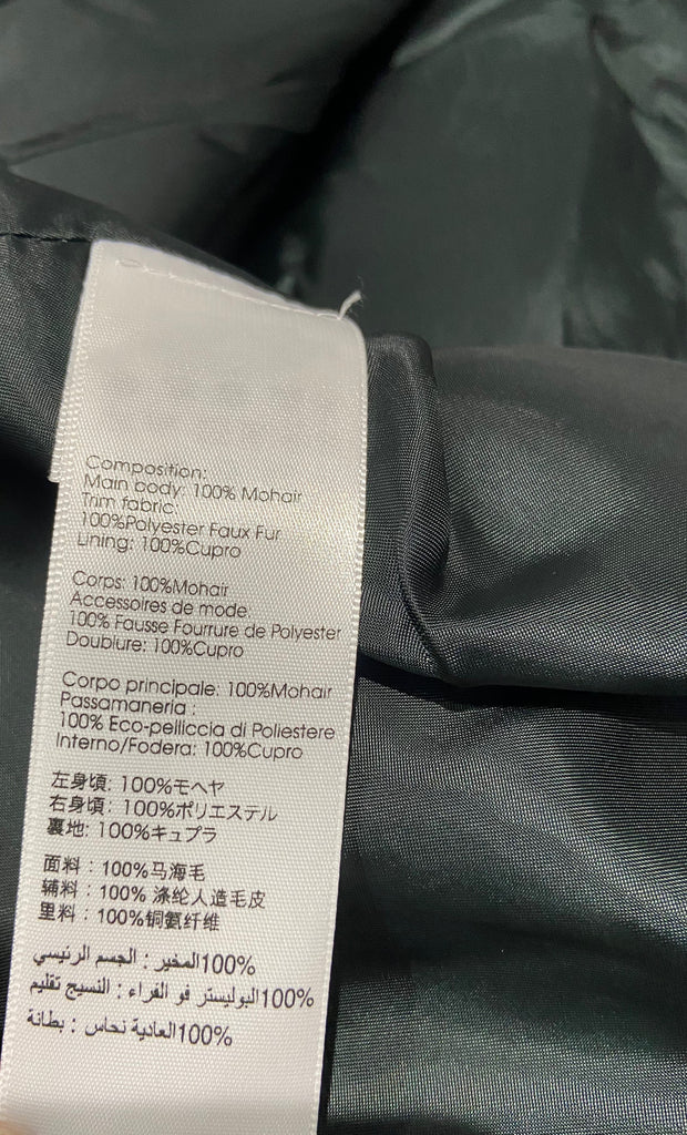 3.1 PHILLIP LIM Green Mohair Faux Shearling Double Breasted Long Sleeve Coat