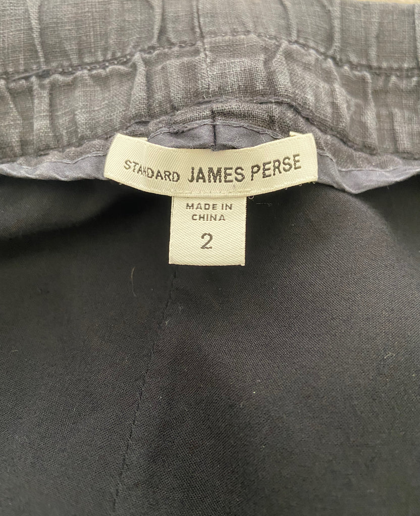 JAMES PERSE STANDARD Midnight Blue Linen Elasticated Waist Casual Shorts 2/M