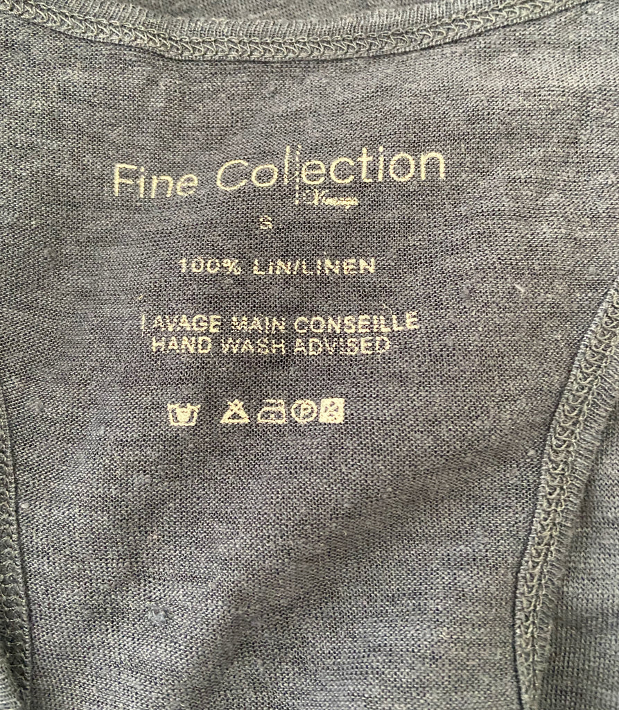 FINE COLLECTION Navy Blue 100% Linen Round Neck Sleeveless Romper Playsuit S