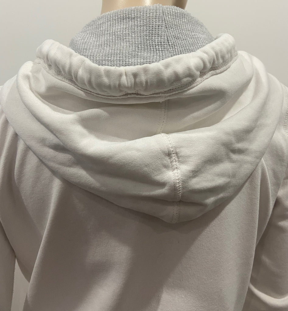 ABERCROMBIE & FITCH White Cotton Zip Fastened Long Sleeve Hoodie Sweater Top L
