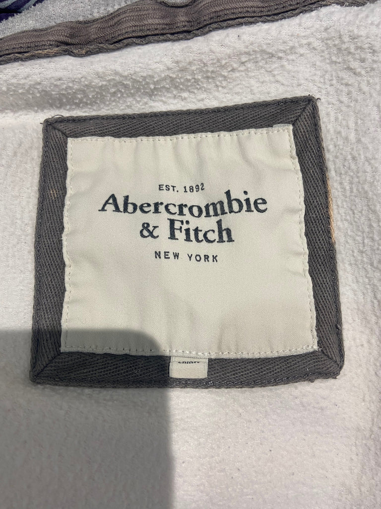 ABERCROMBIE & FITCH White Cotton Zip Fastened Long Sleeve Hoodie Sweater Top L