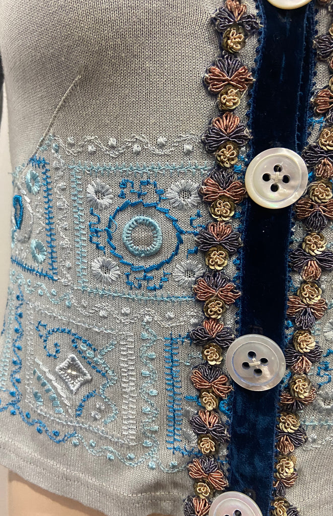 VOYAGE INVEST IN THE ORIGINAL Vintage Pale Blue Cotton Blend Knitwear Cardigan S